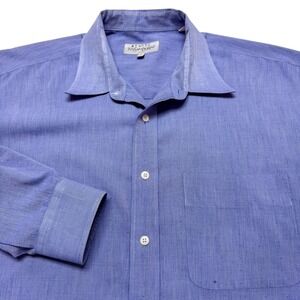 Yves Saint Laurent‎ Dress Shirt Mens 17 34-35 Blue Long Sleeve Button Front